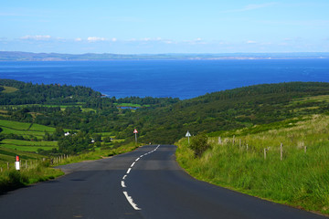 Driving on the road on the Isle of Arran, Scotland