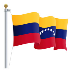 Waving Venezuela Flag Isolated On A White Background. Vector Illustration. Official Colors And Proportion. Independence Day