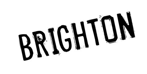 Brighton rubber stamp. Grunge design with dust scratches. Effects can be easily removed for a clean, crisp look. Color is easily changed.