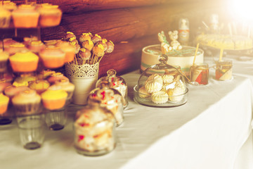 Tables for celebrate with decoration and dishes - food and beverages