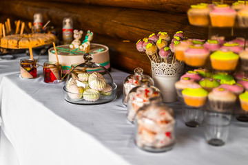 Tables for celebrate with decoration and dishes - food and beverages