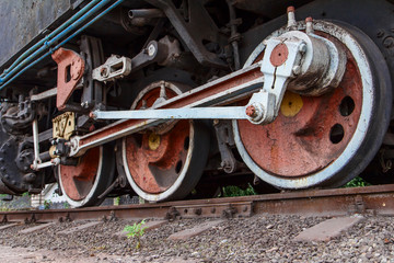Fragment of a old rusty locomotive