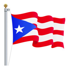 Waving Puerto Rico Flag Isolated On A White Background. Vector Illustration. Official Colors And Proportion. Independence Day