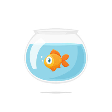 Cartoon goldfish in fishbowl vector