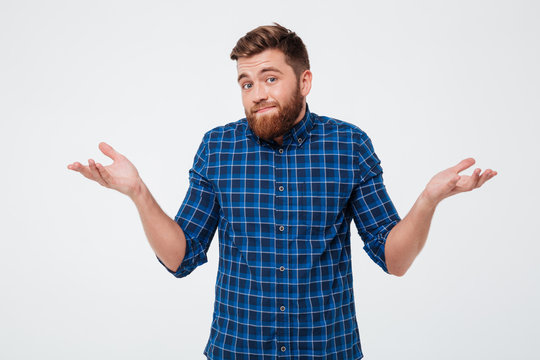 Confused Young Bearded Man Standing