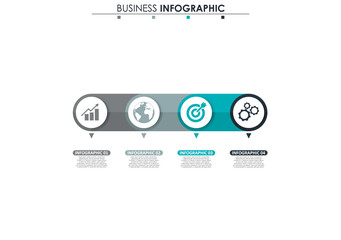 Business data, chart. Abstract elements of graph, diagram with 4 steps, strategy, options, parts or processes. Vector business template for presentation. Creative concept for infographic