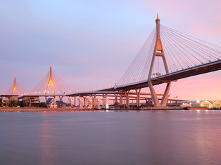 Fototapeta na wymiar Industrial Ring Bridge or Mega Bridge,at night in Bangkok , Thailand