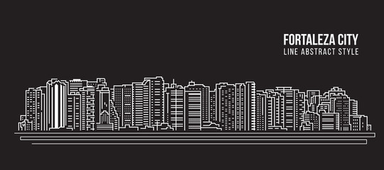 Cityscape Building Line art Vector Illustration design - Fortaleza city