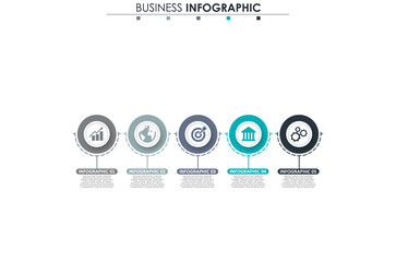 Business data, chart. Abstract elements of graph, diagram with 5 steps, strategy, options, parts or processes. Vector business template for presentation. Creative concept for infographic