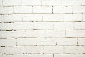 White Rustic brick wall. . Vintage old brick wall Structure surface