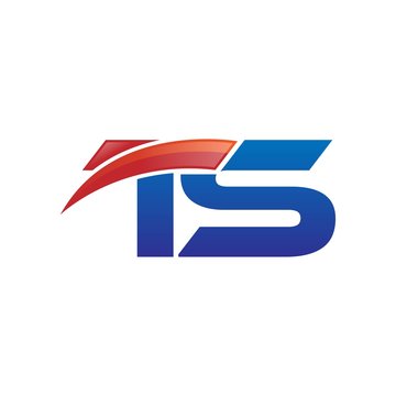 modern vector initial letters logo swoosh ts red blue