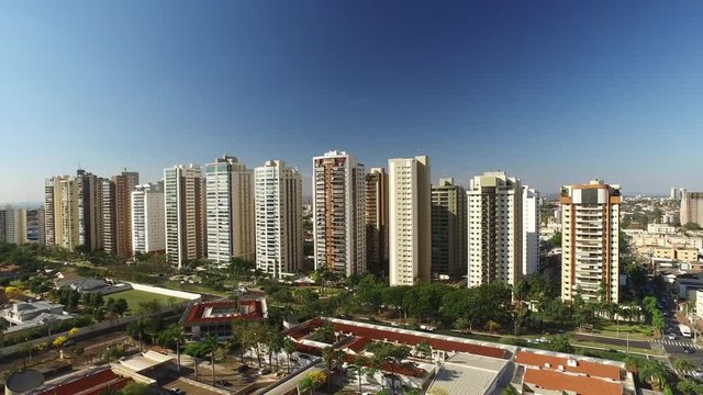 Aerial View of Ribeirao Preto city in Sao Paulo, Brazil. August, 2017. Fiusa Avenue