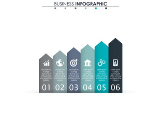 Business data, chart. Abstract elements of graph, diagram with 6 steps, strategy, options, parts or processes. Vector business template for presentation. Creative concept for infographic