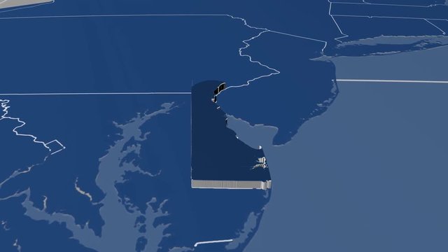 Delaware - United States, region extruded. Solids