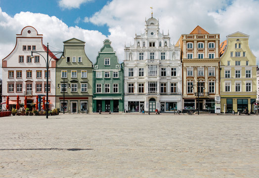 Colorful tall houses in Rostock