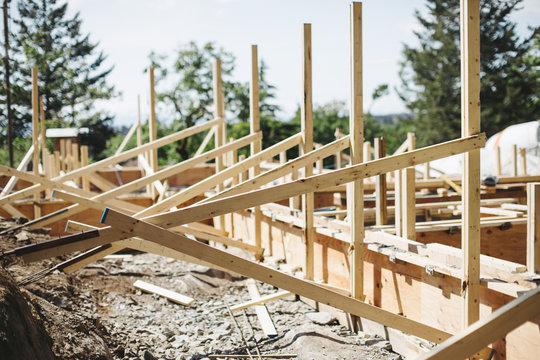 Concrete forms for wood frame house