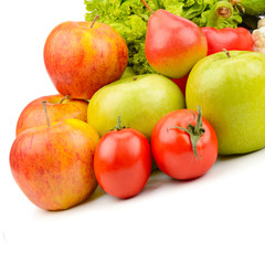 fruits and vegetables isolated on white