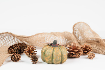 Desk top styled with fall items