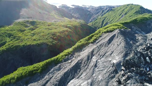 Arial 4k shots of a glacier and it's surroundings in Alaska