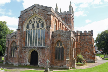 The twelfth century Crediton parish church in Devon UK,formerly known as the Church of the Holy...