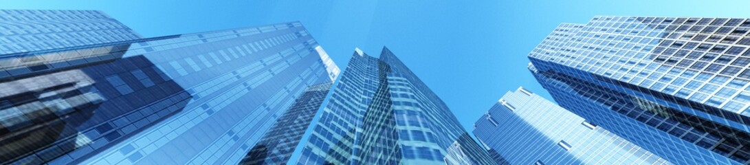 Beautiful panorama of skyscrapers, 3D rendering
