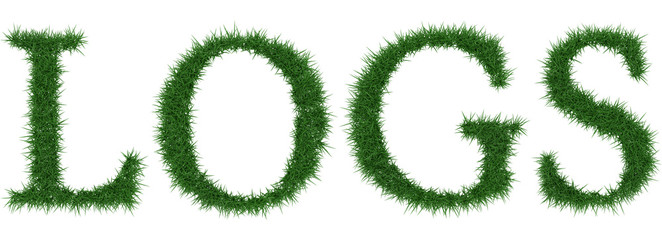 Logs - 3D rendering fresh Grass letters isolated on whhite background.