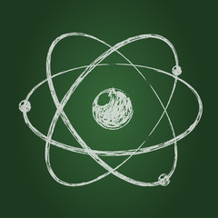 model of atom. atom icon. pencil drawing . vector illustration