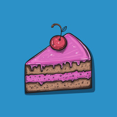 Cute vector cartoon Cake Slice