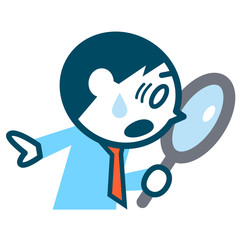 ルーペを覗き込みむビジネスマン