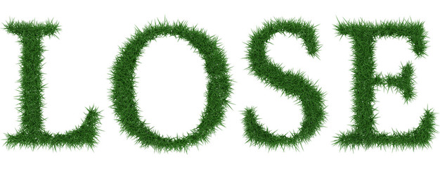 Lose - 3D rendering fresh Grass letters isolated on whhite background.