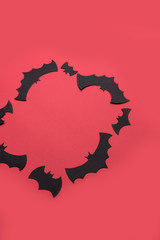 Traditional haloween symbols on red background for logo
