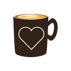 coffee mug with heart icon over white background colorful design vector illustration