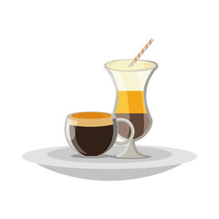 tray with coffee drinks icon over white background vector illustration
