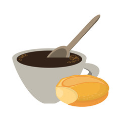 coffee cup and bread icon over white background colorful design vector illustration