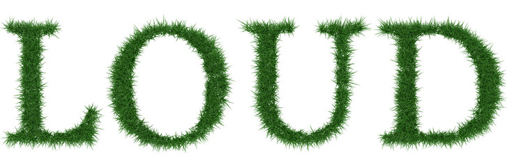 Loud - 3D rendering fresh Grass letters isolated on whhite background.