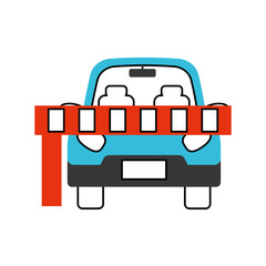 car parked in front of the barrier vector illustration