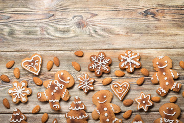 christmas cookies on  wooden.