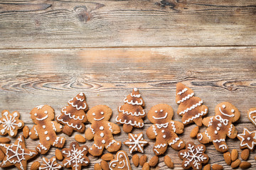 christmas cookies on  wooden.