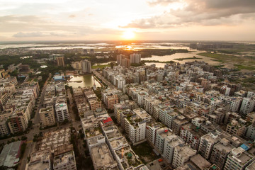 The helicopter shot from Dhaka, Bangladesh - obrazy, fototapety, plakaty