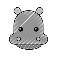 cute hippo cartoon animal wildlife baby vector illustration