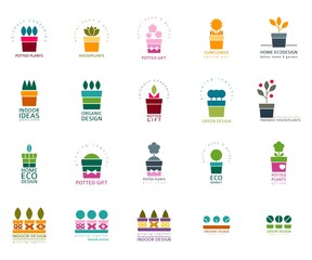 Fototapeta premium Set of logotypes of plants store