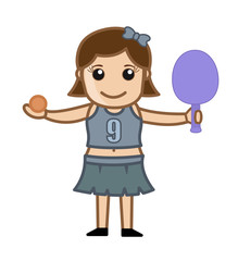 Cute Young Female Table Tennis Player