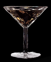 Low poly glass of vermouth or cocktail on black background