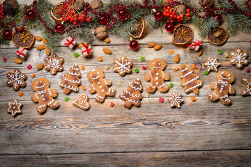Christmas background on wooden