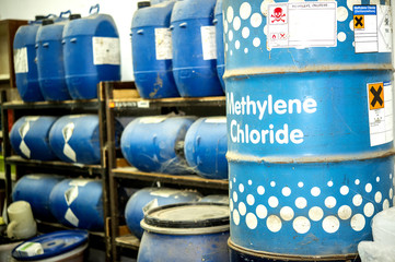Tanks for the storage of chemical waste.
