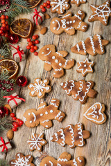 Christmas background on wooden