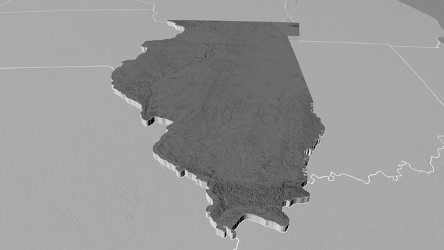 Illinois - United States, region extruded. Bumps