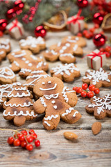 Christmas background on wooden