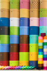 Set of gift boxes. Festive background