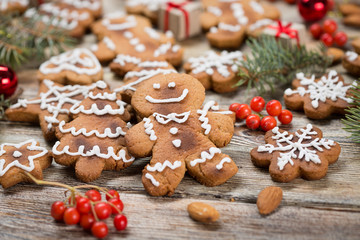 Christmas background on wooden